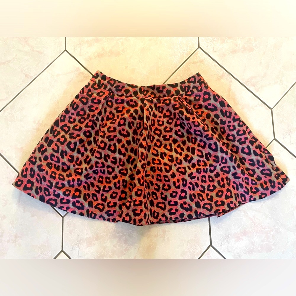 Forever 21 Pink and Black Leopard Skater Skirt